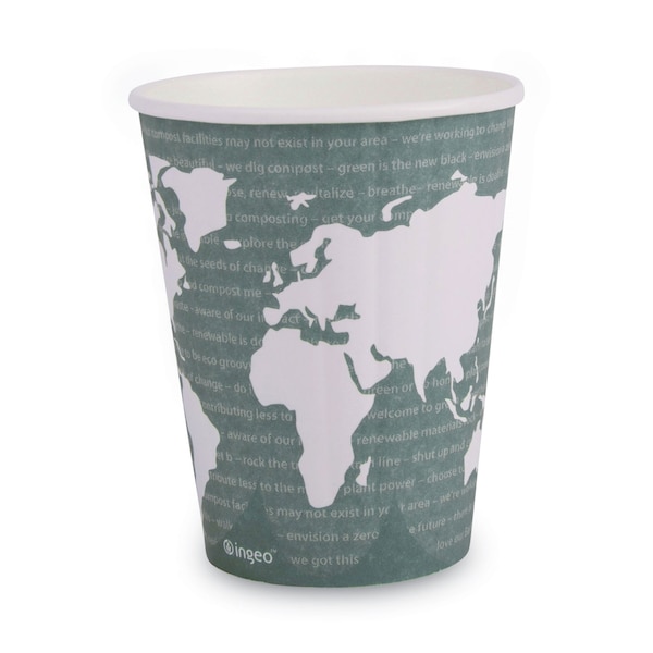 Eco-Products World Art Renewable and Compostable Insulated Hot Cups, 12 oz, Brown/White, PK600 EP-BNHC12-WD - main